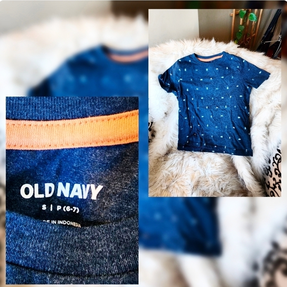 🐞 Old Navy Kids Navy Blue Tee with Orange Insect Accents 🪲